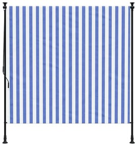 Estore de rolo para exterior 200x270cm tecido/aço azul e branco