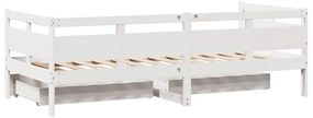 Sofá-cama c/ gavetas 90x200cm madeira de pinho maciça branco