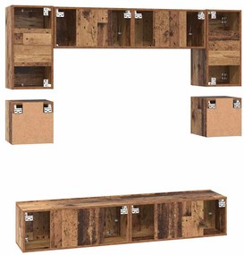 Conjunto de móvel de TV 8 pcs Madeira antiga 80 x 30 x 30 cm