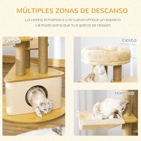PawHut Árvore Arranhadora para Gatos Ø60x99 cm com Caverna Triangular