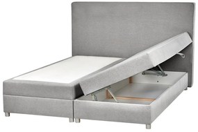 Cama de casal continental com arrumação em tecido cinzento claro 180 x 200 cm MINISTER Beliani