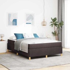 vidaXL Cama Box Outros Marrom Escuro e Branco 140 x 190 cm tecido