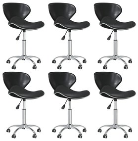 3088616 vidaXL Cadeiras de jantar giratórias 6 pcs couro artificial preto
