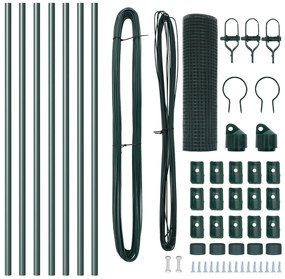 Conjunto de Postes de Cerca Conjunto de 2 Verde Metal 10 x 0.5 m
