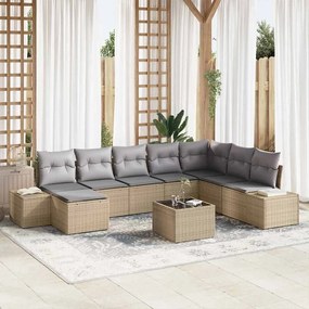 vidaXL Conjunto de Sofás de Jardim com Almofadas de Rattan Preto de Polietileno