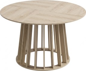 HOMCOM Mesa de Jantar Redonda para 4 a 6 Pessoas, Ø 120 x 75 cm, Mesa de Cozinha com Piétement à Lattes Robusto, Madeira Natural | Aosom Portugal