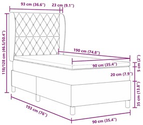 Cama Box com Colchão Verde Escuro 90x190 cm em Veludo
