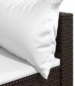 3 pcs conjunto lounge jardim c/ almofadões vime PE castanho
