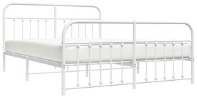 Estrutura de cama com cabeceira e pés 180x200 cm metal branco