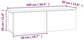 Móvel de TV 100x30x30 cm derivados de madeira cinzento cimento