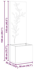 Vaso de Jardim com Painel Decorativo Preto 50 x 140 cm