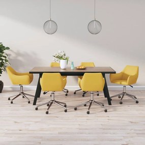 vidaXL Cadeiras de jantar giratórias 6 pcs tecido amarelo