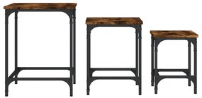 Mesas de centro encastrar 3 pcs deriv. madeira carvalho fumado