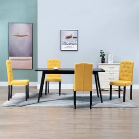 vidaXL Cadeiras de jantar 4 pcs tecido amarelo