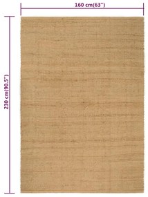 Tapete retangular natural 160x230 cm juta