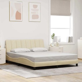 vidaXL Estrutura de cama sem colchão 160x200 cm tecido cor creme