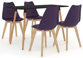 vidaXL 5 pcs conjunto de jantar roxo-escuro
