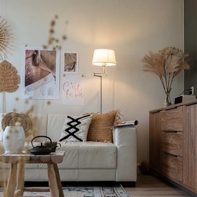 Candeeiro de pé clássico em aço com cúpula branca regulável - Ladas