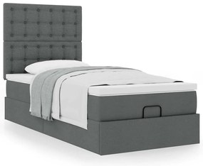 Estrutura cama otomana colchão 90x190 cm tecido cinzento escuro
