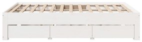 Cama sem colchão com gavetas 160x200 cm pinho maciço branco
