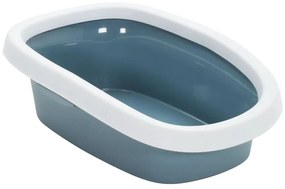 vidaXL Caixa de areia para gatos 58x39x17 cm PP branco e azul