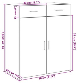 Aparador 80x42,5x93 cm derivados de madeira branco