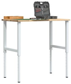 vidaXL Bancada 100x60x(71,5-98) cm madeira carvalho maciça