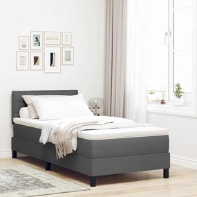 vidaXL Cama Box com colchão Cinza Escuro 80 x 200 cm tecido