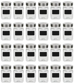 50856 vidaXL Frascos de vidro com autocolante 24 pcs 300 ml