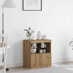 Sideboard vidaXL com Luzes LED Carvalho Artesanal 60x37x67 cm