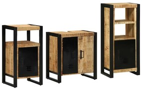Conjunto de Móveis para Banheiro 3 pcs Madeira de manga maciça