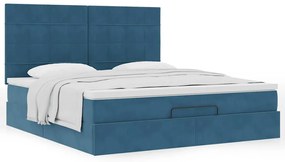 Estrutura cama otomana colchões 180x200 cm veludo azul escuro