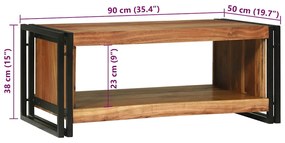 Mesa de Café 90x50x38 cm Madeira Maciça de Acácia