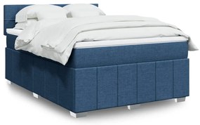 Cama com molas/colchão 160x200 cm tecido azul