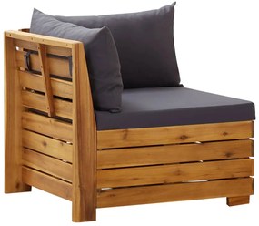 8 pcs conjunto lounge jardim c/ almofadões acácia cinza-escuro