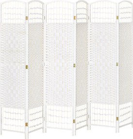HOMCOM Biombo 6 Paineis Separador Ambientes Dobrável 242x170cm Divisória Fibra Papel Estilo Moderno Branco | Aosom Portugal