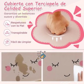 Cadeira de baloiço para crianças estofada com pernas de madeira maciça Almofadas antiderrapantes no quarto 52 x 50 x 47 cm Rosa