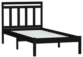Estrutura de cama 100x200 cm madeira de pinho maciça preto