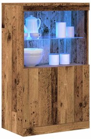 Sideboard vidaXL com Luzes LED Madeira Velha 60x37x100 cm