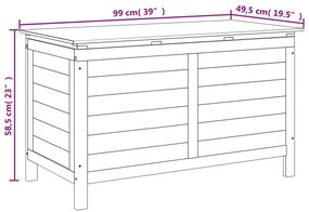 Caixa de arrumação para jardim 99x49,5x58,5 cm abeto maciço