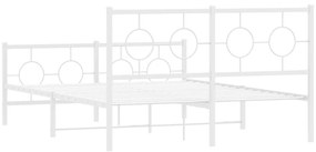 Estrutura de cama com cabeceira e pés 140x200 cm metal branco