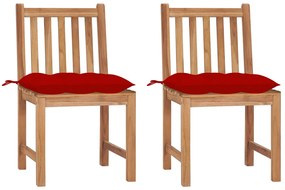 vidaXL Cadeiras de jardim c/ almofadões 2 pcs madeira de teca maciça