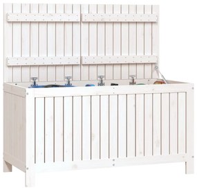 Caixa de arrumação jardim 121x55x64 cm pinho maciço branco