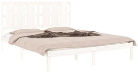 Estrutura de cama king 150x200 cm madeira maciça branco