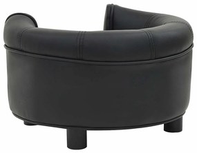 Sofá para cães 48x48x32 cm pelúcia e couro artificial preto