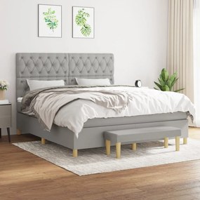 vidaXL Cama com molas/colchão 160x200 cm tecido cinzento-claro