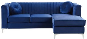 Sofá de canto em veludo azul marinho, versão à esquerda TIMRA Beliani