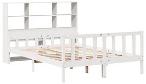 Cama com estante sem colchão 160x200 cm pinho maciço branco