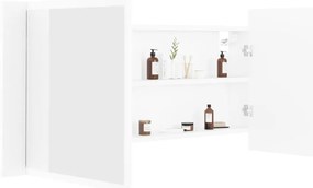 Armário espelhado casa de banho LED 100x12x45cm acrílico branco