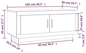 Mesa de centro 102x50x45 cm madeira processada sonoma cinza